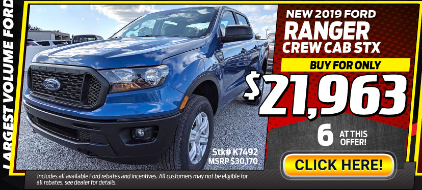 New 2019 Ford Ranger Crew Cab STXS