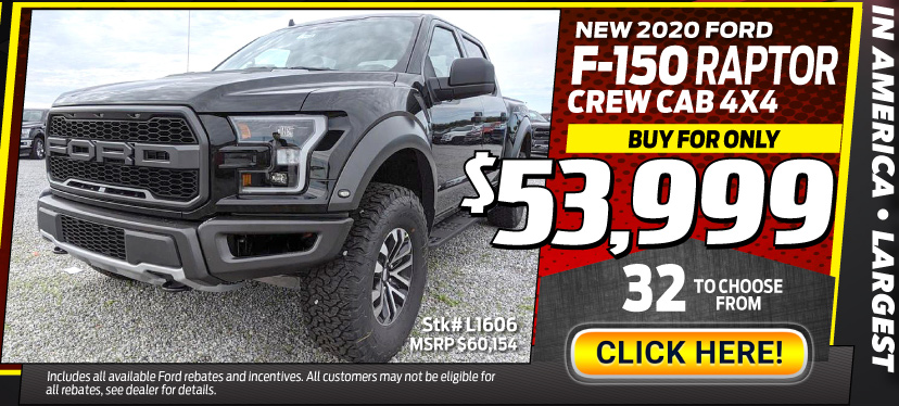 New 2020 Ford F-150 Raptor Crew Cab 4x4